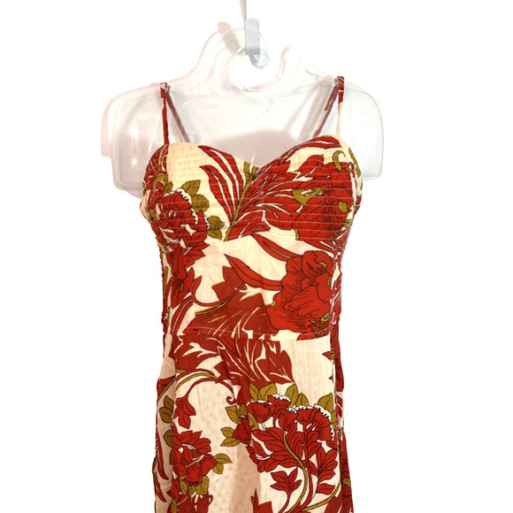 B.O.G Collective Women's Red & Cream Floral Dress Size Medium Fit and Flare NWT - Picture 3 of 9